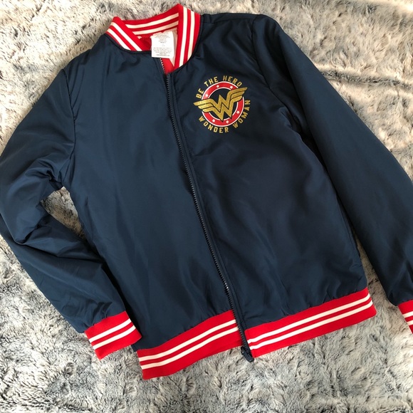 Other - NWOT Girls Wonder Woman Reversible Bomber Jacket